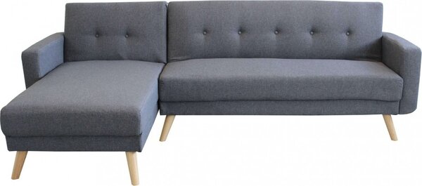 DecHome Divano Letto Clic-Clac 3 Posti Scandinavo con Chaise Longue in Tessuto Dimensioni 176x84x84 cm colore Grigio Scuro - Atene