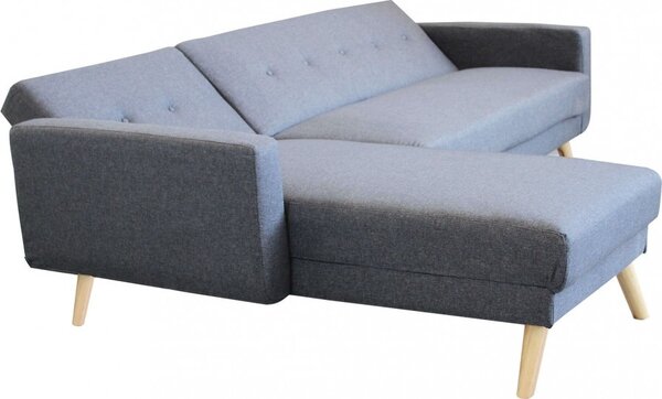 DecHome Divano Letto Clic-Clac 3 Posti Scandinavo con Chaise Longue in Tessuto Dimensioni 176x84x84 cm colore Grigio Scuro - Atene