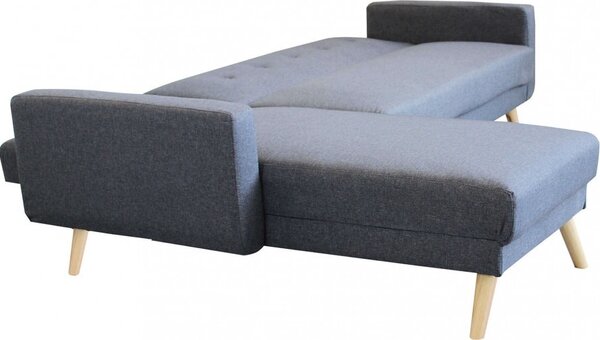 DecHome Divano Letto Clic-Clac 3 Posti Scandinavo con Chaise Longue in Tessuto Dimensioni 176x84x84 cm colore Grigio Scuro - Atene