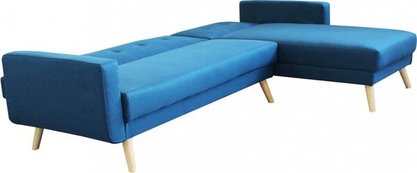 DecHome Divano Letto Clic-Clac 3 Posti Scandinavo con Chaise Longue in Tessuto Dimensioni 176x84x84 cm colore Blu Melange - Atene