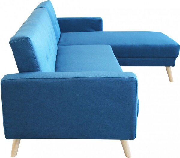 DecHome Divano Letto Clic-Clac 3 Posti Scandinavo con Chaise Longue in Tessuto Dimensioni 176x84x84 cm colore Blu Melange - Atene