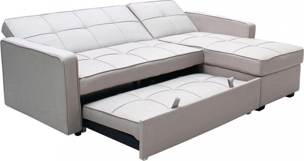 DecHome Divano Letto 3 Posti Moderno con Chaise Longue in Tessuto Dimensioni 210x164x89 cm colore Tortora - Cedric