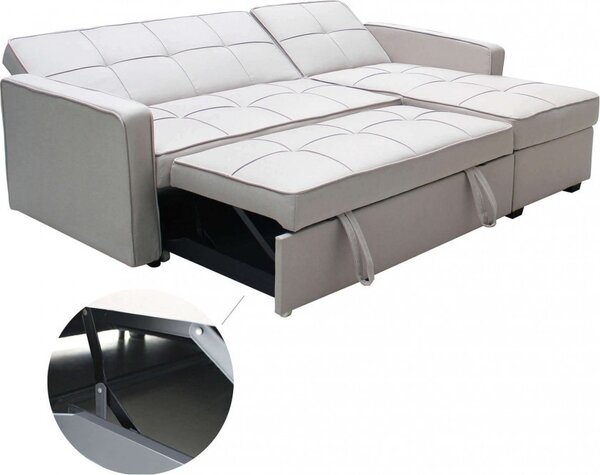 DecHome Divano Letto 3 Posti Moderno con Chaise Longue in Tessuto Dimensioni 210x164x89 cm colore Tortora - Cedric