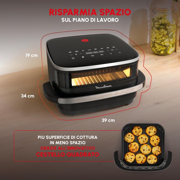 Moulinex Friggitrice ad Aria 4 Litri Potenza 2200W con Timer e Termostato Regolabile Easy Fry XL Surface - AL402HF0