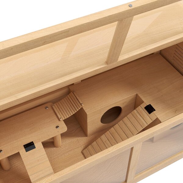 AllMyPets Gabbia per Criceti con Piattaforma Scalette Capanna e Ponte in Legno di Abete 85x45x44 cm - 1NDAM370