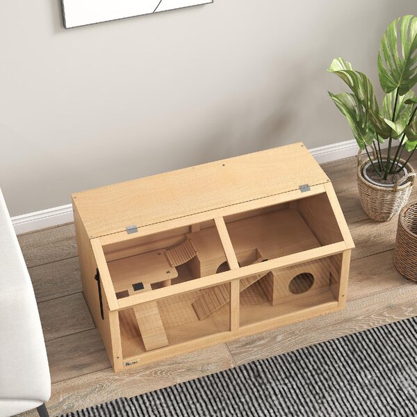 AllMyPets Gabbia per Criceti con Piattaforma Scalette Capanna e Ponte in Legno di Abete 85x45x44 cm - 1NDAM370