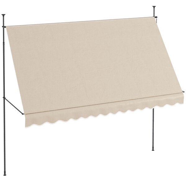 Outsunny Tendalino autoportante manuale avvolgibile 3,5L x 1,2l x 2,1-3H m inclinazione regolabile metallo alluminio poliestere sabbia