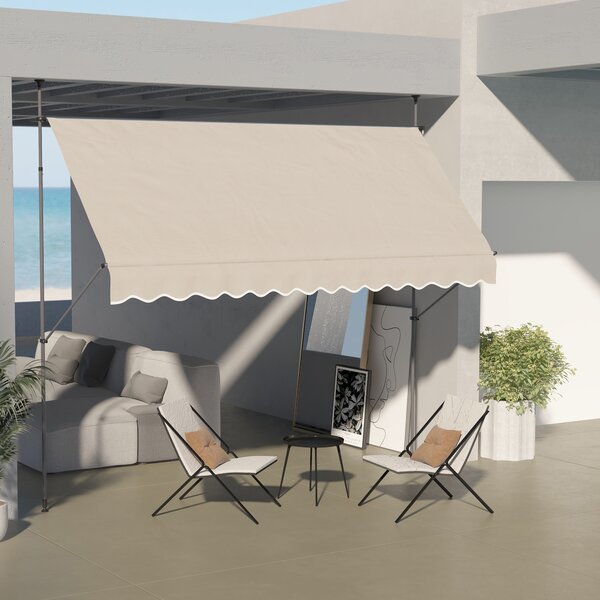 Outsunny Tendalino autoportante manuale avvolgibile 3,5L x 1,2l x 2,1-3H m inclinazione regolabile metallo alluminio poliestere sabbia