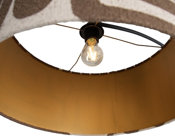 Lampada da terra nera con paralume a righe marroni e beige 50 cm - XXL