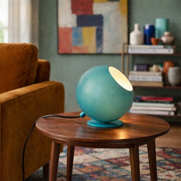 Lampada da tavolo retrò blu con vetro - Mabel