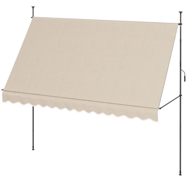 Outsunny Tendalino autoportante manuale avvolgibile 3,5L x 1,2l x 2,1-3H m inclinazione regolabile metallo alluminio poliestere sabbia