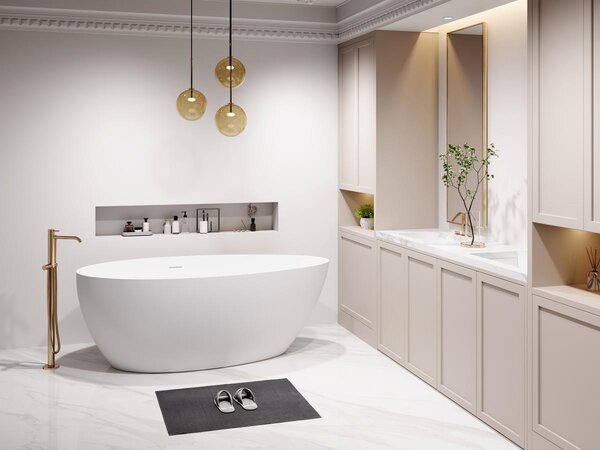 Vasca da bagno freestanding asimmetrica 245 litri 160 x 82 x 58 cm Bianco opaco Acrilico - APULIA