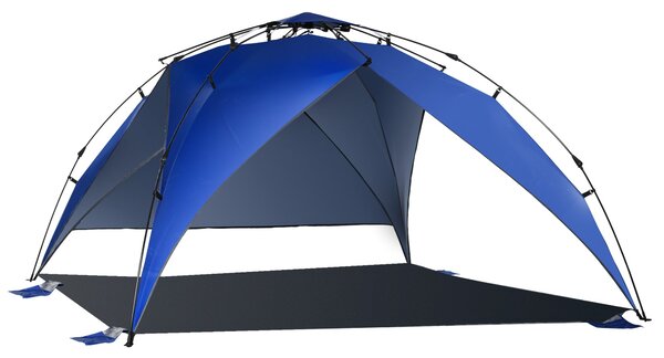 Tenda da Spiaggia Pop Up con Corde e Paletti in Poliestere Blu