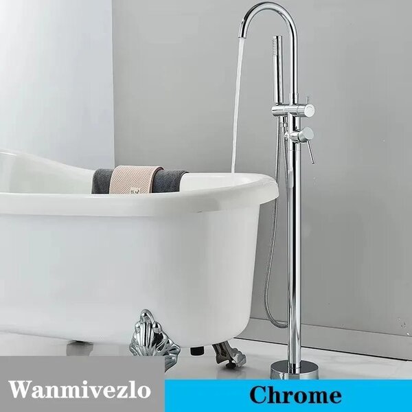 Rubinetto per vasca da bagno a colonna - Miscelatore a colonna - A due manopole - Bocca orientabile - Con doccetta - Valvola in ottone - Stile classico - Verde chiaro
