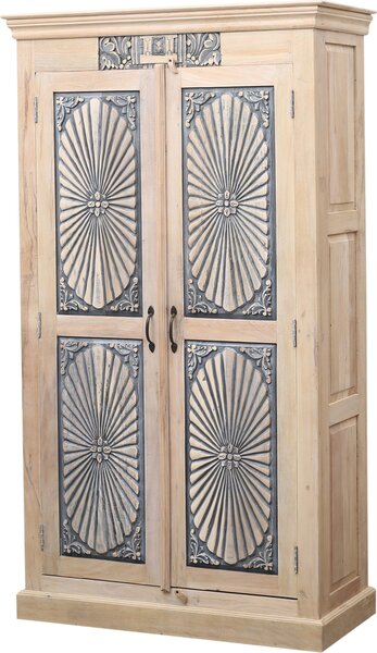 Armadio Abeni - teak massiccio 190 cm, con ornamenti