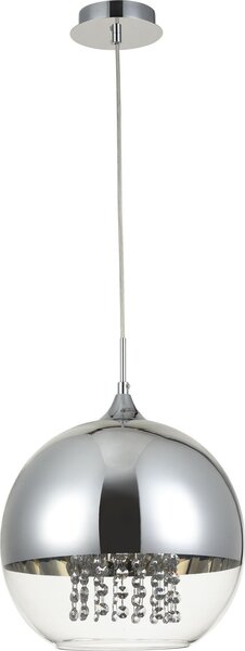 Lampada a sospensione Maytoni Fermi, vetro cristallo, E27, a 1 luce, 60 W, dimmerabile, nichel