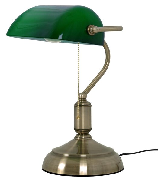 Lampada da tavolo BANK in ottone e oro, 1xE27x15W, metallo, dimensioni: 36x23x23 cm, IP20, Kaja