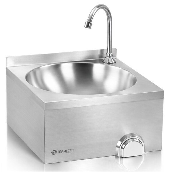 Lavabo in acciaio inox Mahlzeit con comando a ginocchio, lavello gastronomico per montaggio a parete