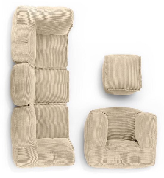 Set da giardino, angolo relax, divano, poltrona, pouf, set componibile - pouf, cuscini da seduta, zona relax per la casa, ideale per creare un'atmosfera accogliente