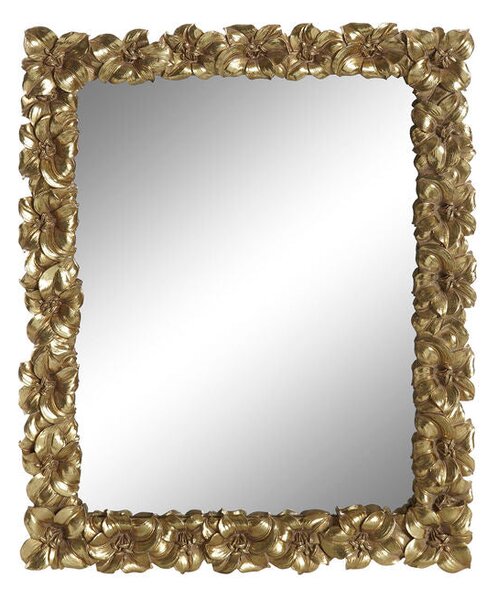 Specchio da parete DKD Home Decor Specchio Dorato Resina Foglia