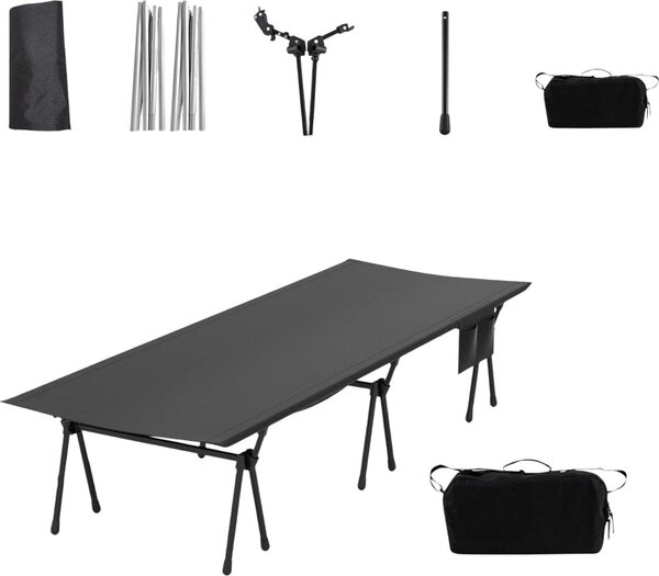 Lettino da campeggio regolabile con contenitore, 193x70 cm, capacità 150 kg