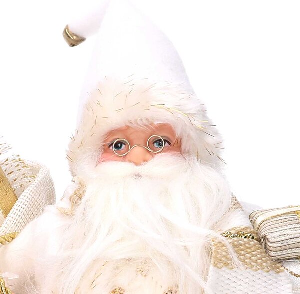 Puntale tessuto Babbo Natale bianco e oro cm Ø22xh30
