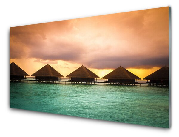 Quadro in vetro Mare Architettura Acqua 100x50 cm 2 appendini