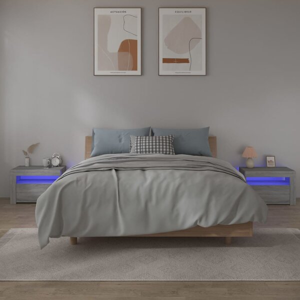 HOMCOM Comodino con luce LED RGB incorporata con 2 cassetti, 4 Modalità di  luce e 16 colori, in Truciolato, 60x39x47cm, Bianco