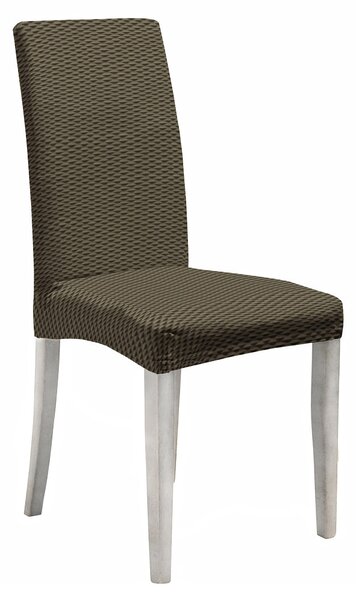Set 2 Coprisedie con Schienale Elasticizzati in Poliestere Fashion Tortora
