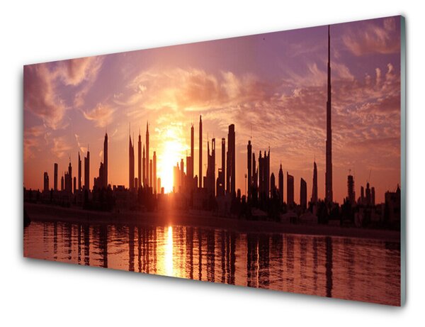 Quadro su vetro Case di città 100x50 cm 2 appendini