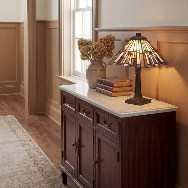 Lampade da tavolo QUOIZEL, Inglenook, Bronzo / Ottone anticato, Soggiorno, Metallo, Tiffany