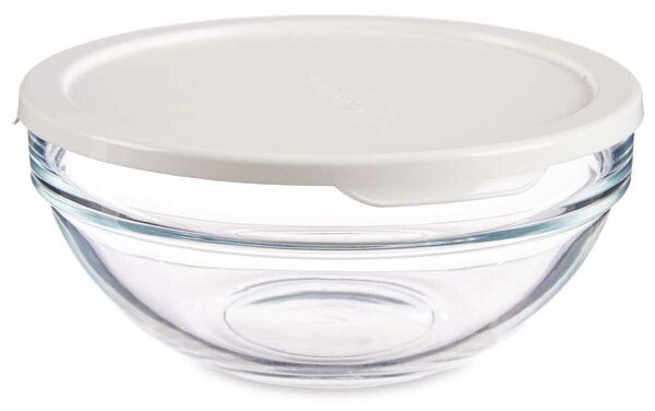 Porta Pranzo Rotondo con Coperchio Chefs Bianco Plastica Vetro (595 ml) (14  x 6,3 x 14 cm)