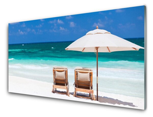 Quadro di vetro Ombrellone da spiaggia paesaggio 100x50 cm
