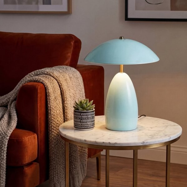 Lampade da tavolo Elstead, Poppy, dimmerabile, Blu, Soggiorno, Alluminio, Vintage