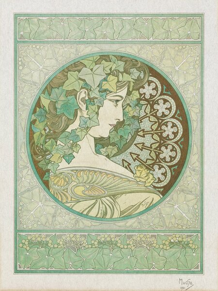 Stampa artistica Green Garden Ivy Vintage Art Nouveau - Alfons Mucha, (30 x 40 cm)
