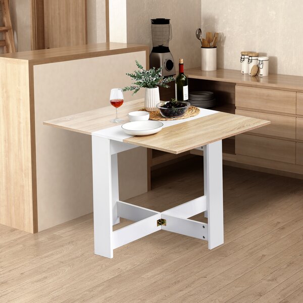 Homcom Tavolo da Pranzo Pieghevole Moderno Salvaspazio, Massello Tavolo Portatile da Spazio Provinciale, Bianco Rovere|Aosom
