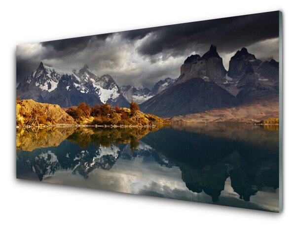 Quadro vetro Paesaggio del lago di montagna 100x50 cm