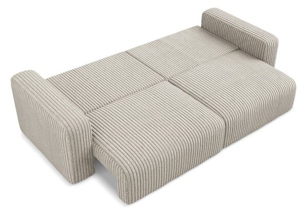 Divano beige allungabile/con contenitore con rivestimento in velluto a coste 252 cm Kona – Makamii