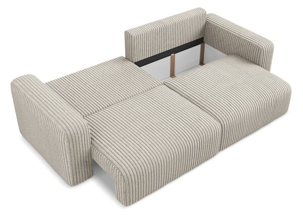 Divano beige allungabile/con contenitore con rivestimento in velluto a coste 252 cm Kona – Makamii