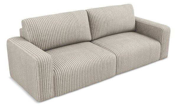 Divano beige allungabile/con contenitore con rivestimento in velluto a coste 252 cm Kona – Makamii