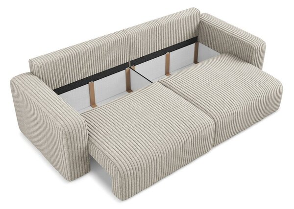 Divano beige allungabile/con contenitore con rivestimento in velluto a coste 252 cm Kona – Makamii