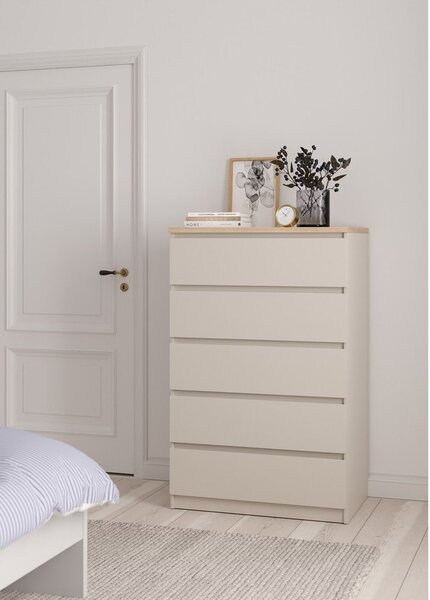 Cassettiera color crema 77x121x50 cm Naia – Tvilum