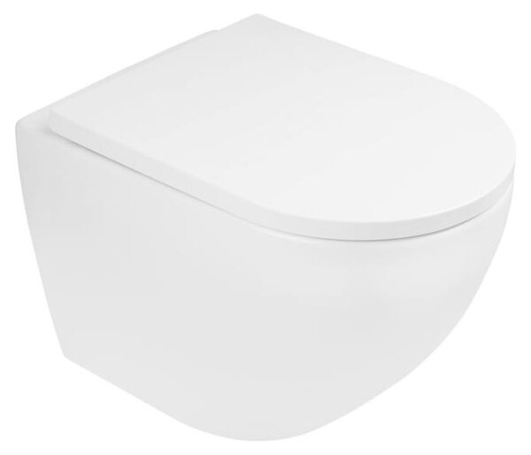 WC sospeso a scarico profondo OLTENS Hamnes, modello PureRim, dimensioni 35,5 x 52 cm, set completo di copriwater, con sistema SmartClean