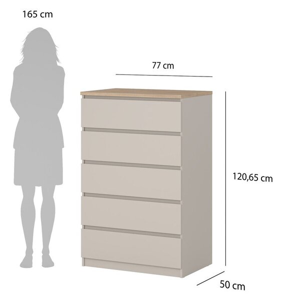 Cassettiera color crema 77x121x50 cm Naia – Tvilum