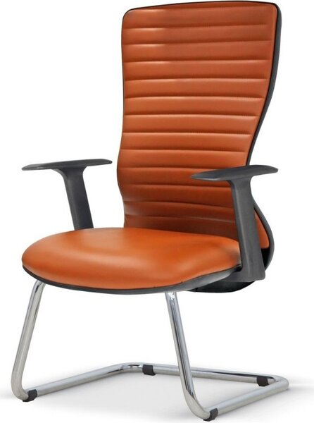 Icon Space Sedia Ergonomica con Braccioli e Poggiatesta in Ecopelle colore Cuoio - Arya