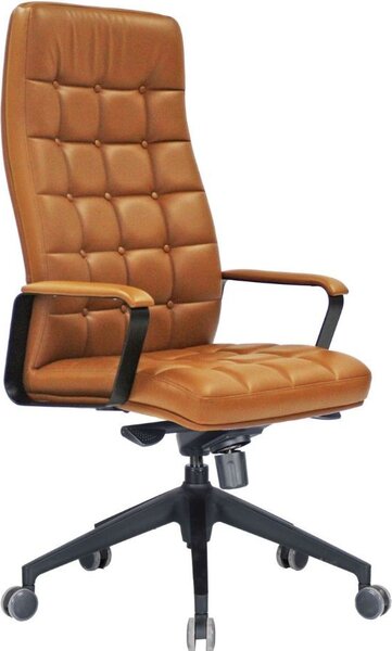 Icon Space Sedia Ergonomica con Ruote Braccioli e Poggiatesta in Ecopelle colore Cuoio - Murano