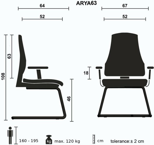 Icon Space Sedia Ergonomica con Braccioli e Poggiatesta in Ecopelle colore Cuoio - Arya