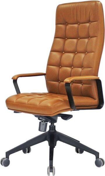 Icon Space Sedia Ergonomica con Ruote Braccioli e Poggiatesta in Ecopelle colore Cuoio - Murano