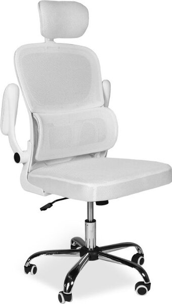Icon Space Sedia Ergonomica con Ruote Braccioli e Poggiatesta in Tessuto colore Bianco - Vibes