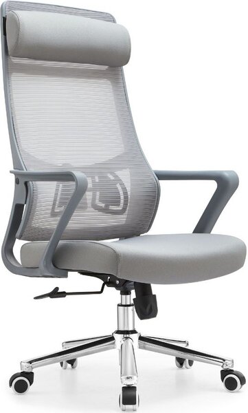 Icon Space Sedia Ergonomica con Ruote Braccioli e Poggiatesta in Tessuto Mesh colore Grigio - Pasco